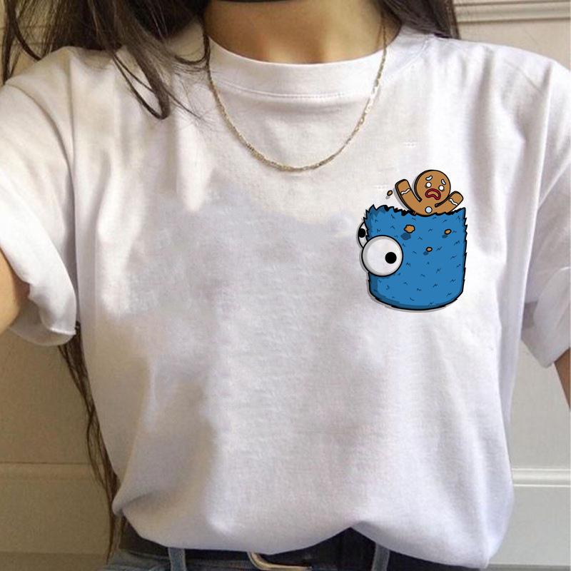 Korean Style Casual Short-Sleeved T-Shirt for Women Spring/Summer Cartoon Panda Print Loose Base Shirt Polyester Fabric