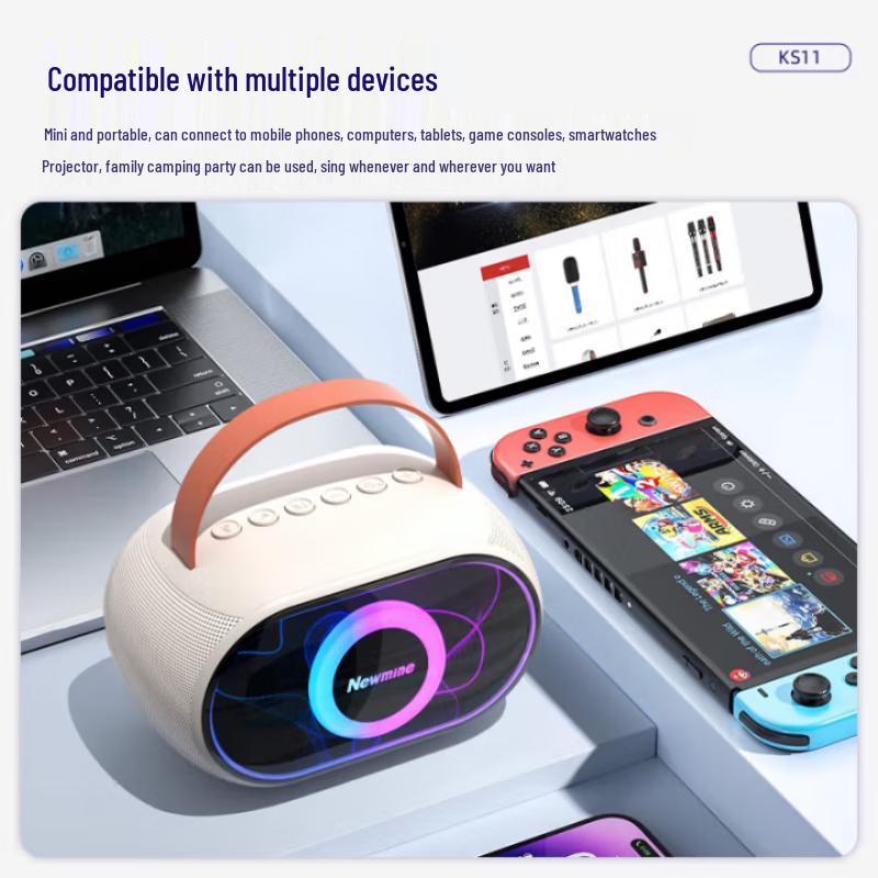 Newmine KS11 Portable Karaoke Bluetooth Speaker with Microphone CN plug (adapter included)