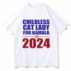 Childless Cat Lady for Kamala 2024 Shirt Classic Cotton Short Sleeve T Shirt Graphic Printing Tshirt Unisex Women Vintage Teeshirt