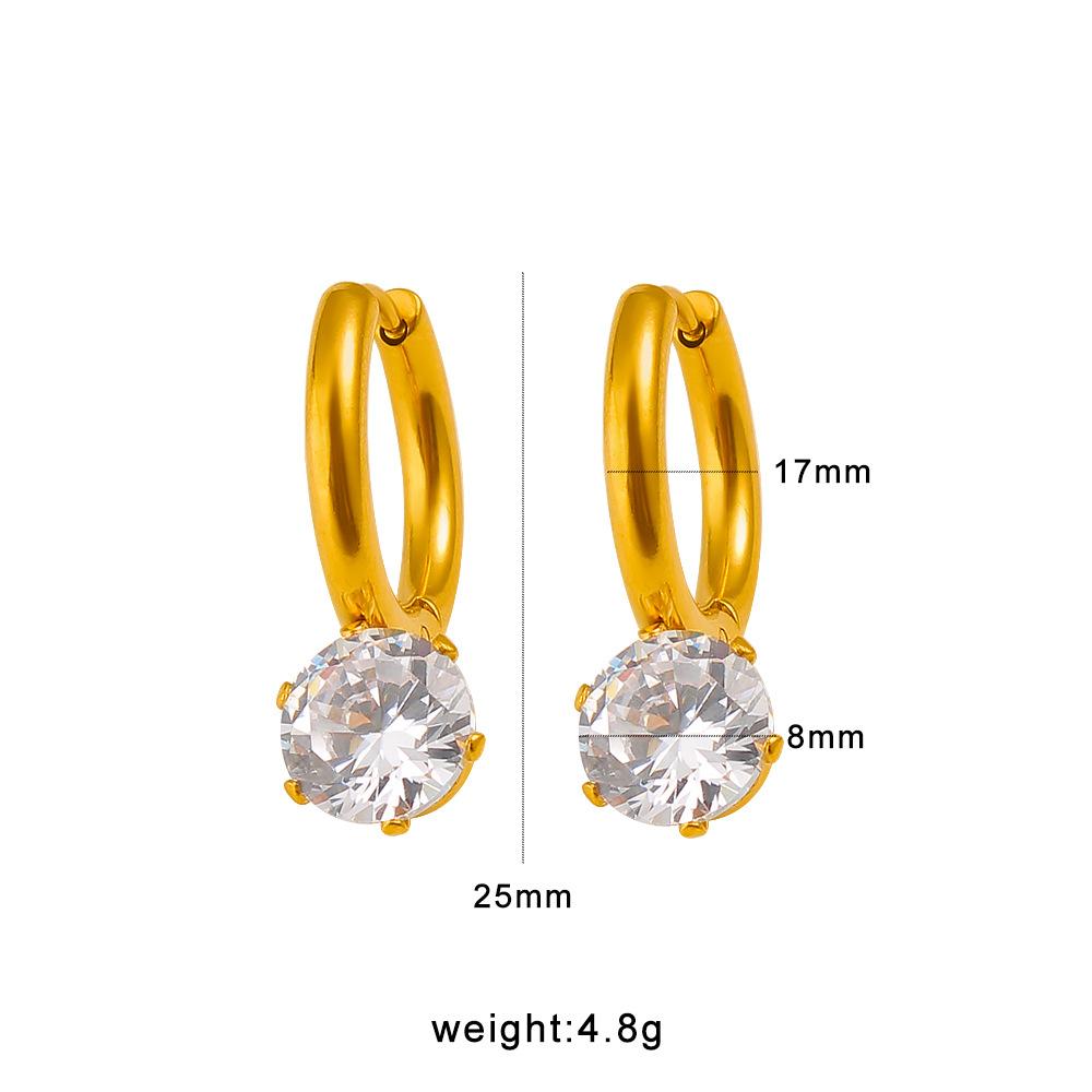 Sparkling White Cubic Zirconia Gold Earrings for Women 18K Gold-plated Stainless Steel Jewelry Is Suitable Everyday Wear