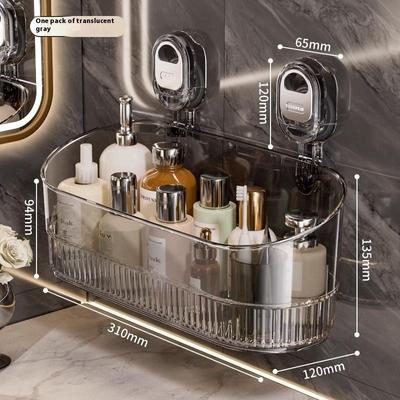 Suction Cup Storage Rack Punchfree Transparent Gold Bathroom Drain Rack Shelf Wall Mounted Organizer