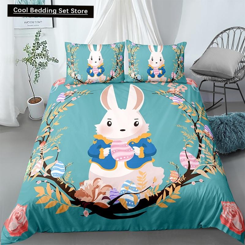 Katze Blumen König Königin Bettbezug Cartoon Kitty Floral Bettwäscheset für Kinder Niedliche Tiere Schwarz 2/3-teilig Polyester Steppdeckenbezug
