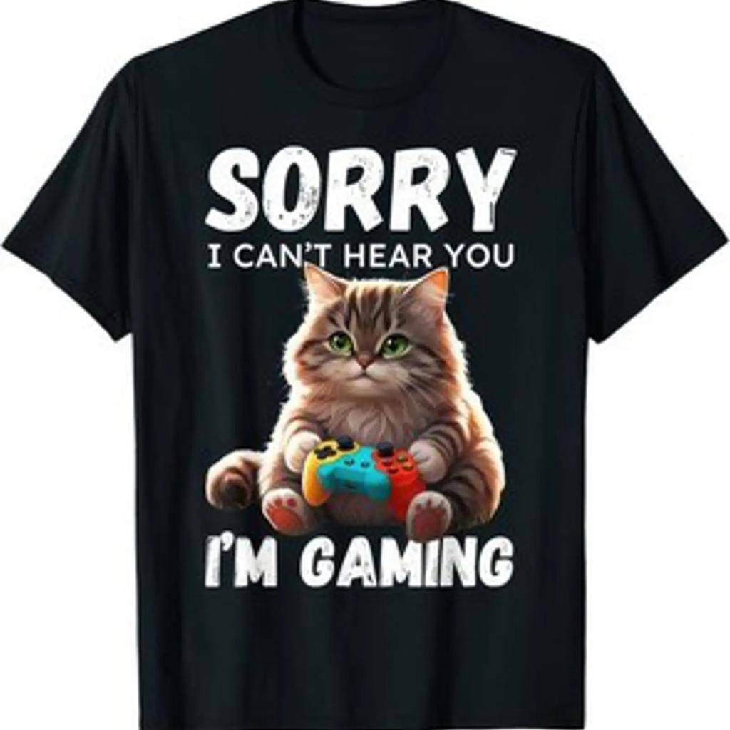 T Shirt Kawaii Gamer Katze S Anime Videospiel Jungen Mdchen Grafik Vintage Washed Fashion Top For Everyday Wear Soft