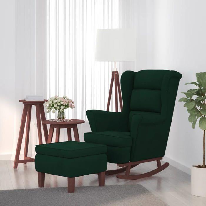 VidaXL Chaise à Bascule avec Pieds en Bois et Tabouret Fauteuil de Salon Relaxation Meuble de Salle de Séjour Chambre 3121232