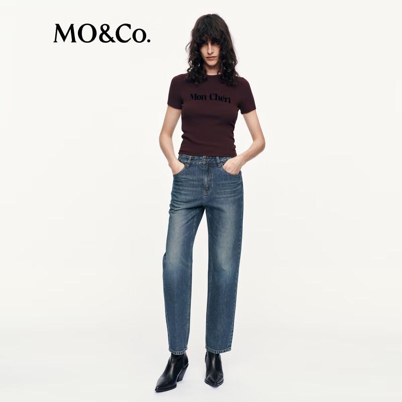 MO&Co. Mid-High Waist Straight Cropped Jeans