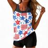 Women’s Sleeveless Tankini Swimsuit Set with Star Print Loose Fit Top and Swim Shorts for Outdoor Activities