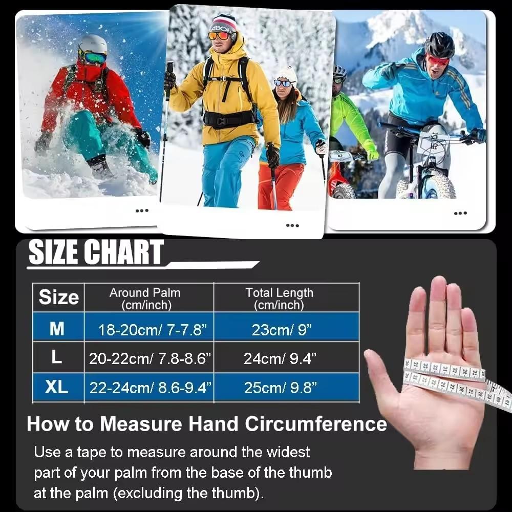 Outdoor Cycling Gloves for Men and Women Winter Warmth and Anti Slip Touch Screen Gloves Portable Pocket Skiing Waterproof Glove