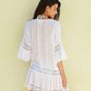 Sexy Beach Vacation Beach Cover Dress With Lace Stitching And Flared Sleeves, Loose Bikini Sun Protection Jacket