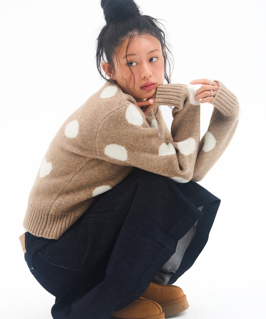 AMES-WORLDWIDE Dot Pullover Knit Beige