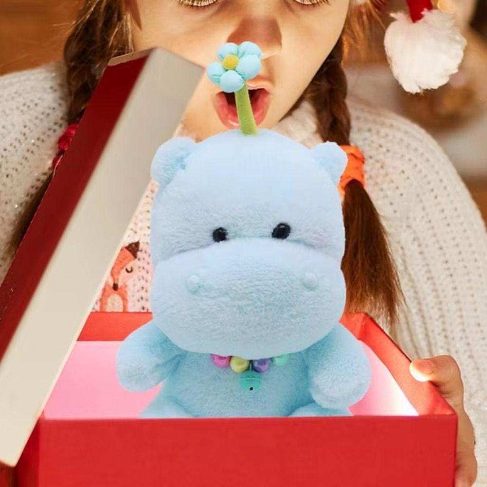 Soft Hippo Stuffed Toy PP Cotton Cartoon Hippo Doll Bell Hippo Plush Toy  Home Decor