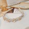 Sweet and Elegant Rose Red Faux Pearl Headband Women's Hair Accessory with Double-Layer Design, French Bridal Headpiece Suitable for Wedding 