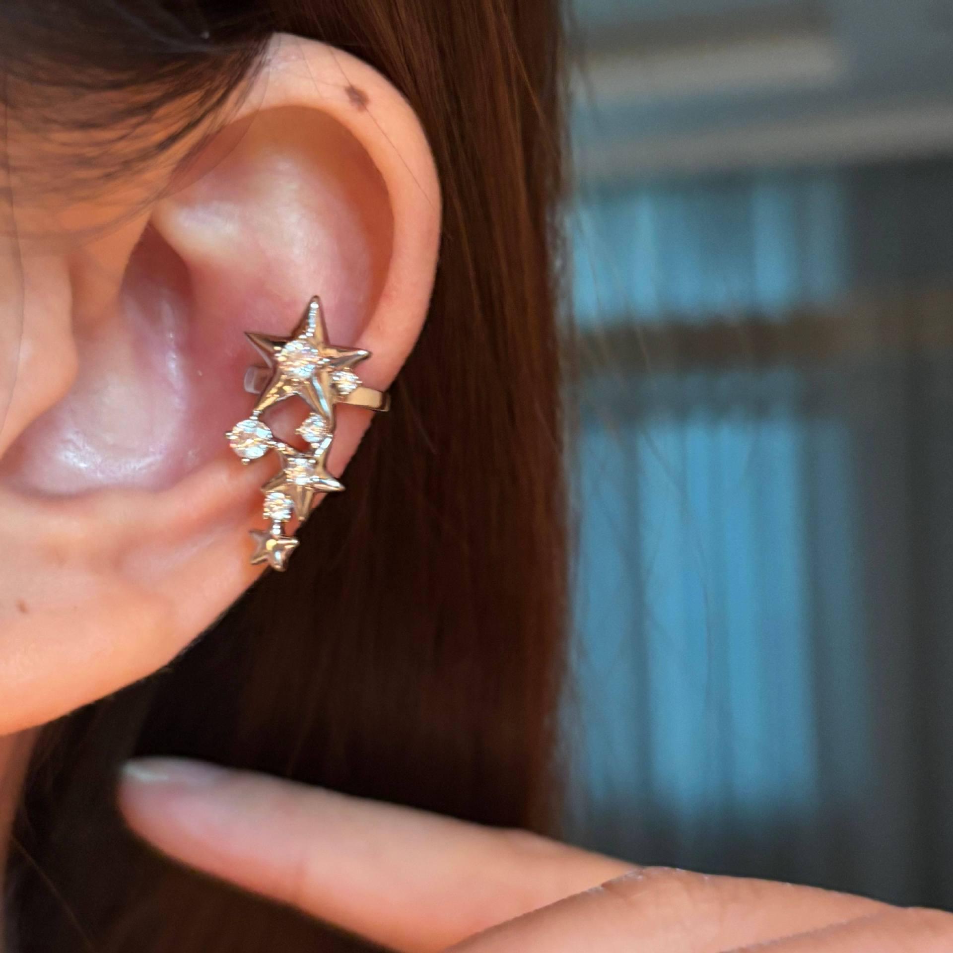 Звезда из страз Кафф на ухо без прокола: Стильная, Легкая Роскошная Серьга