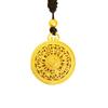 Retro Gold Flower Silk Fu Character Compass Pendant Necklace