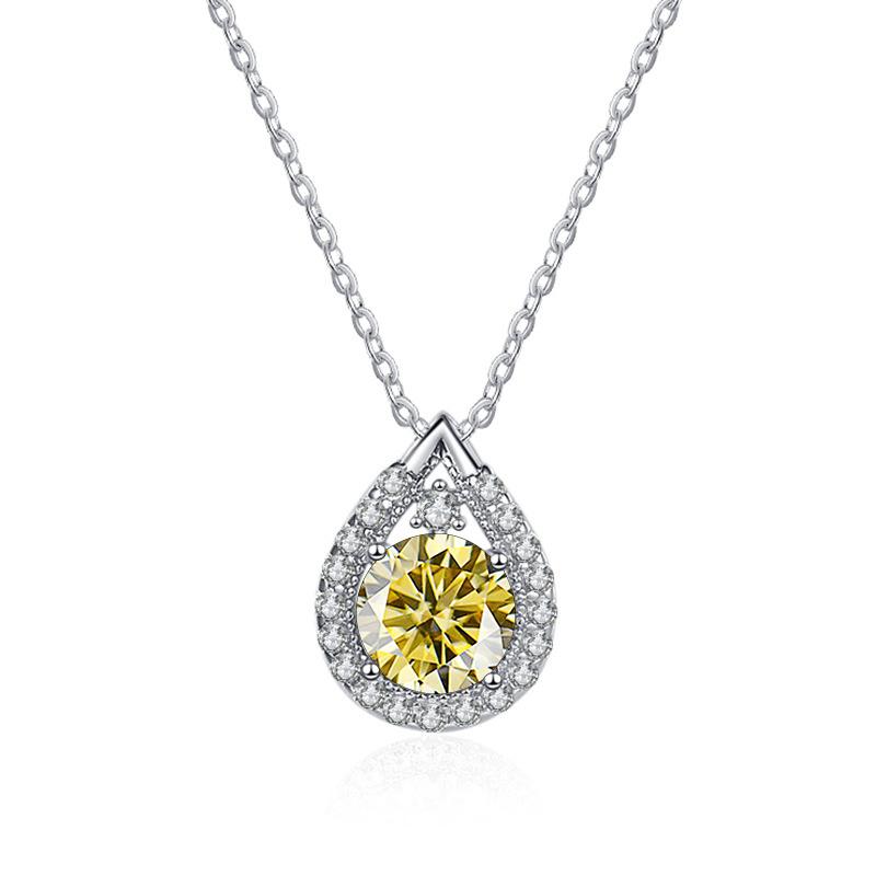 Bague Ringen Collier en argent sterling S925 avec pendentif en forme de goutte d'eau et huit cœurs et huit flèches, bijoux en moissanite pour femmes