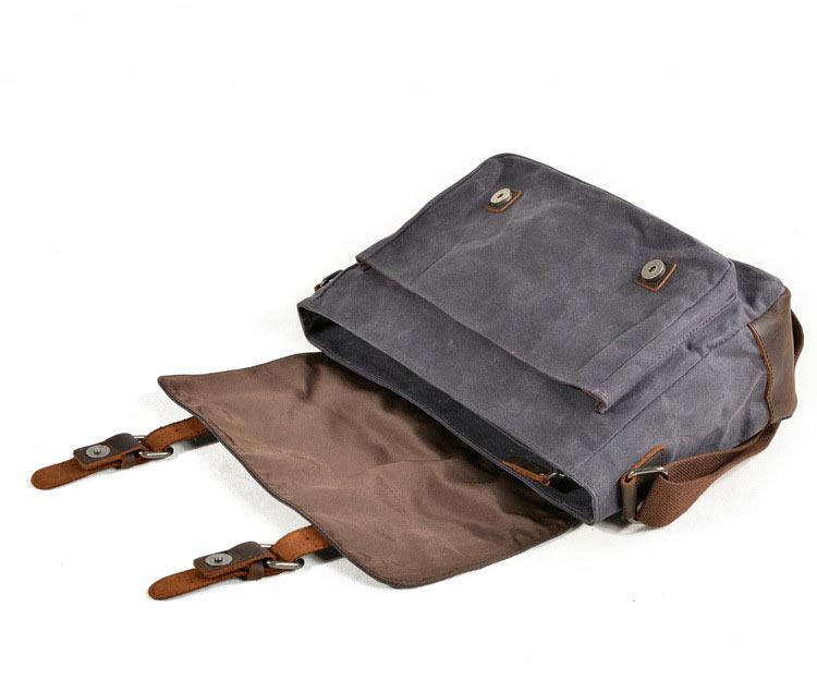 Men's Oil Wax Canvas and Leather Water-Repellent SLR Camera Shoulder Bag