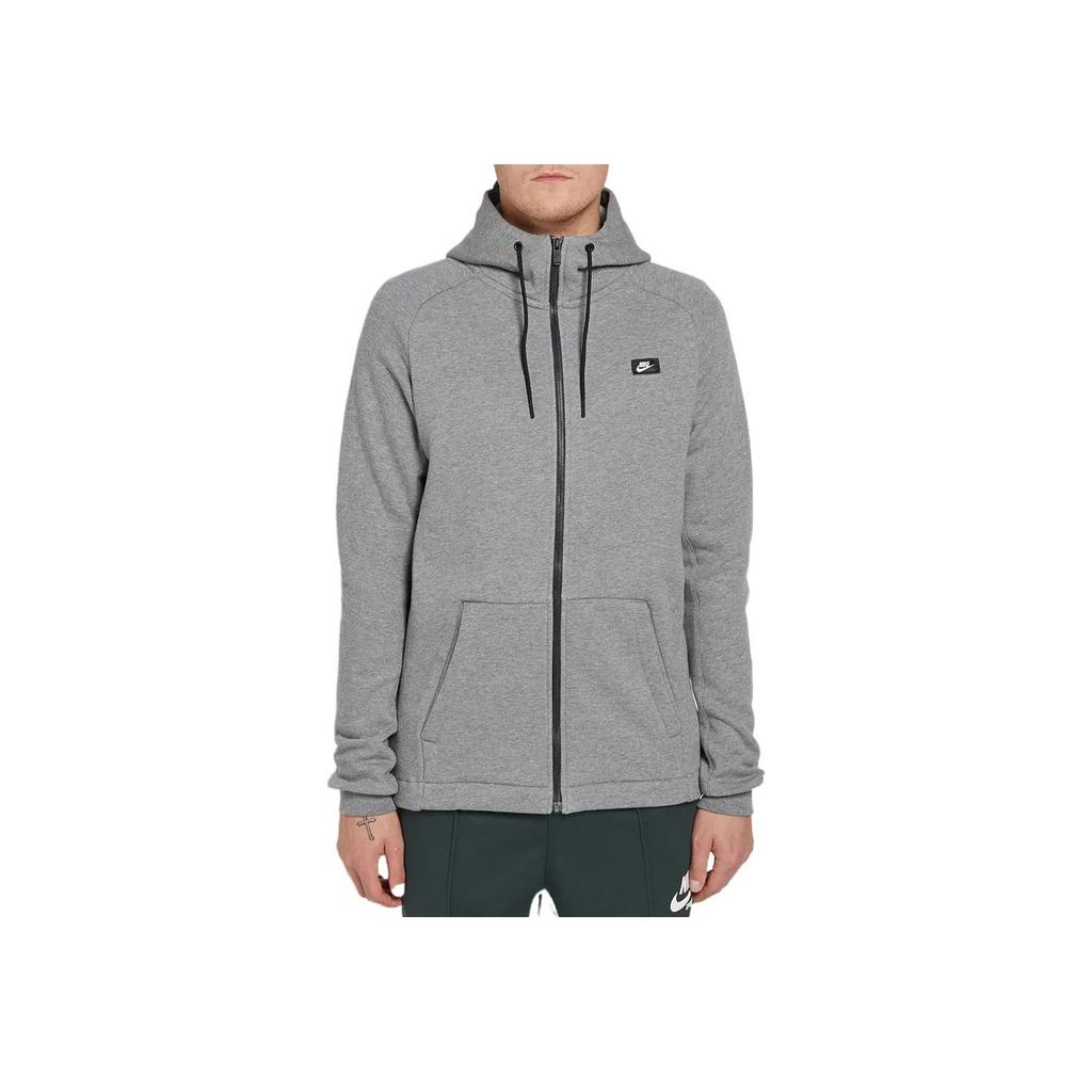 Nike Kangaroo Pocket Logo Patch Hooded Sports Jacket Men Jackets Gray 835858-091