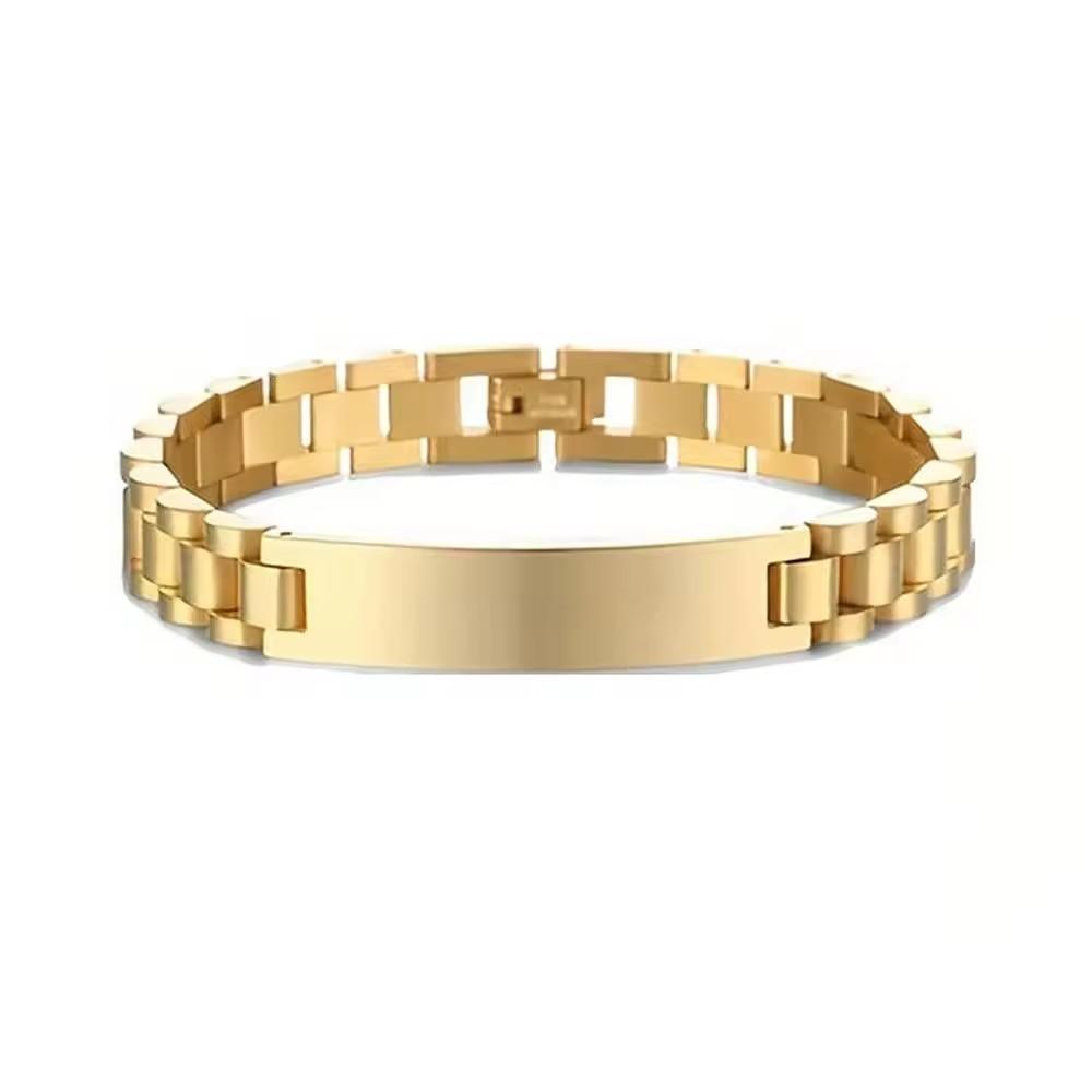 Hot Sale Men Stainless Steel Watch Strap Bracelet Adjustable Custom ID Engraved Bracelet Jewelry Gift