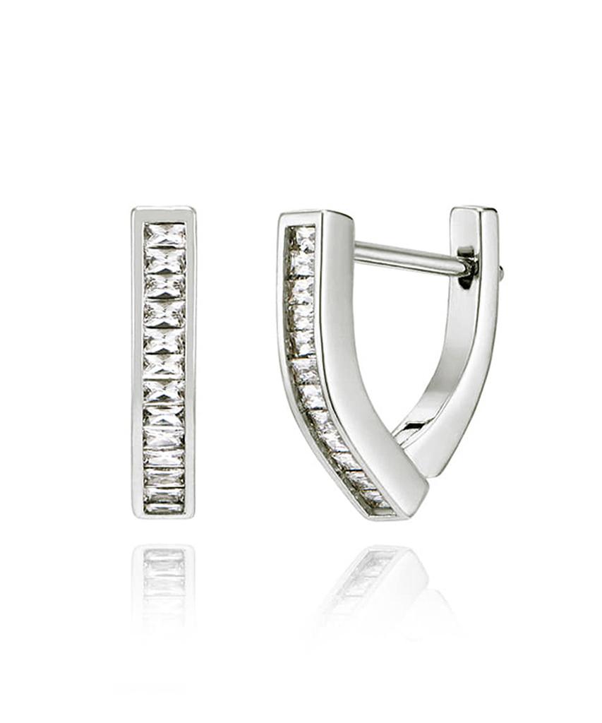 Geigerjewelry Cubic Triangle One-Touch Earrings Gisvee111 (Silver 925 Pin)