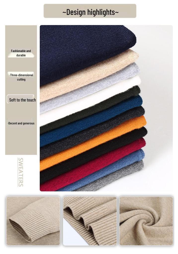 Men's Slim Fit Wool High Neck Sweater - Autumn/Winter Warm Knitwear in Solid Colors
