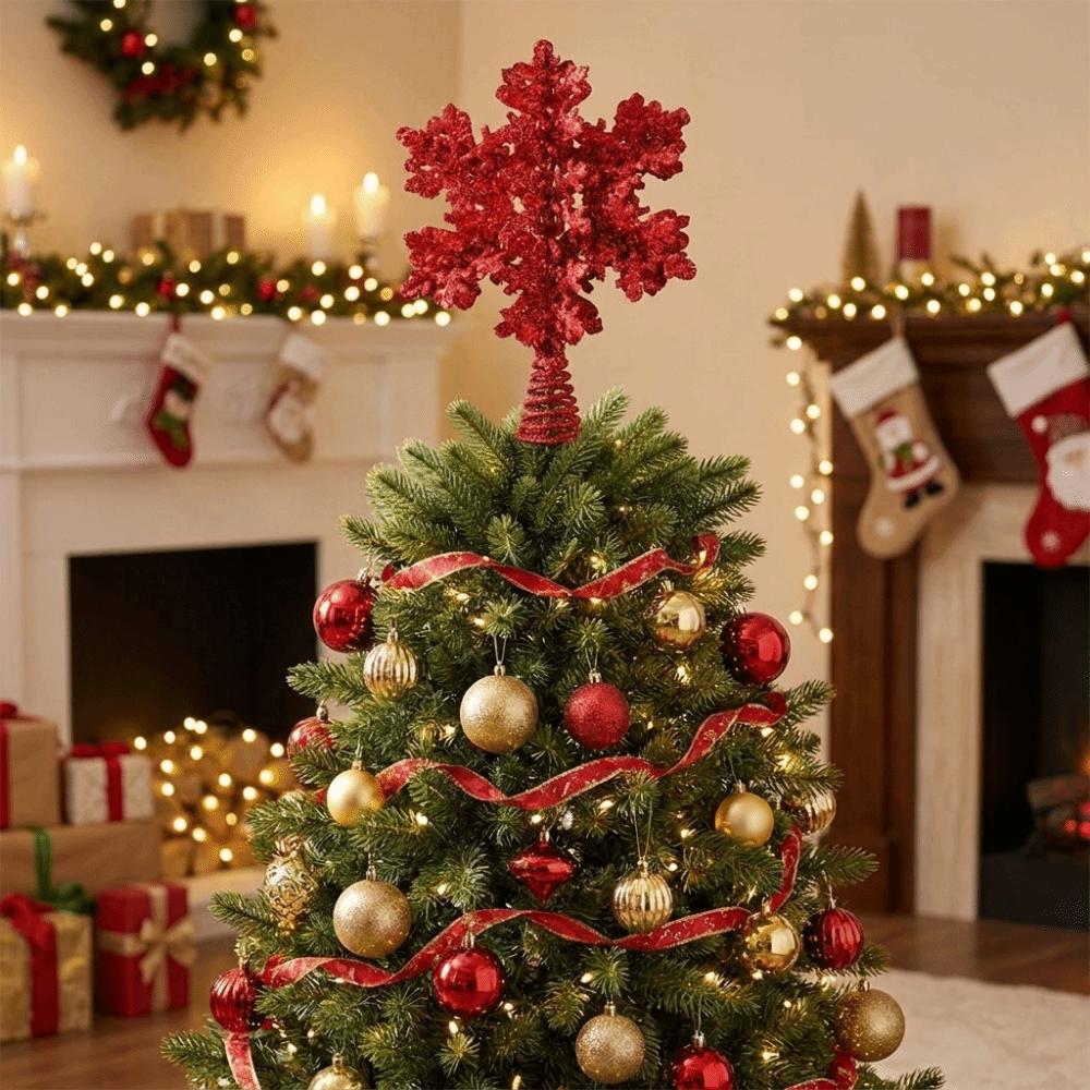 Glitter Powder Christmas Tree Topper Iron Xmas Tree Top Ornament Home Decor