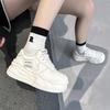 Leather women's casual shoes 2025 spring new thick-soled inner height increase white shoes thick baseplate shoes sports shoes