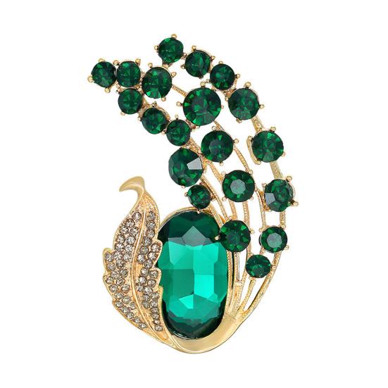 Women Brooch Faux Crystal Decor Anti-slip Wear-resistant Suit Coat Collar Hat Scarf Decoration Clothes Pin Prom Party Garment Jewelry