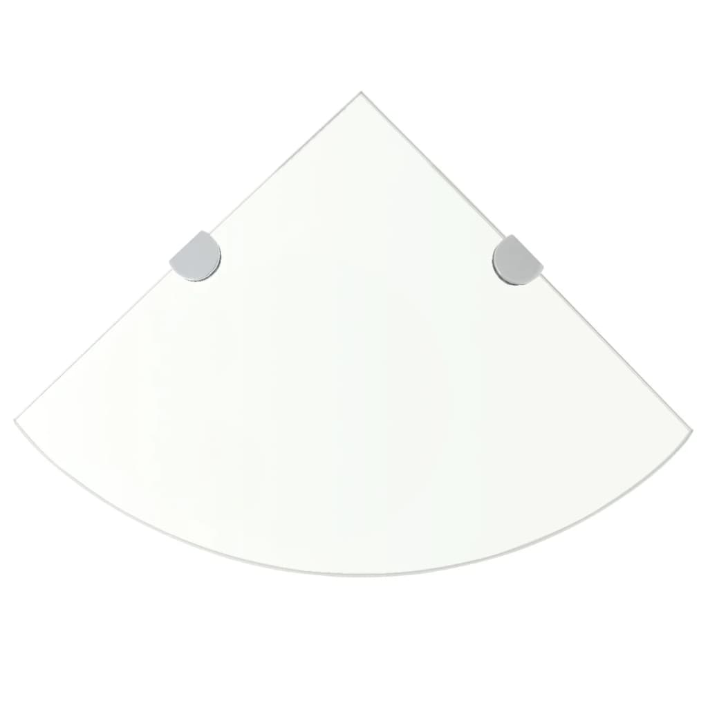 Eckwandregal mit verchromten Halterungen Transparentes Glas 25 x 25 cm