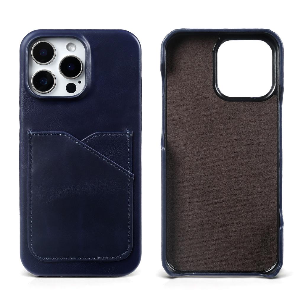 Premium Card Slot Genuine Leather Case For Iphone 16 Pro Max Cases 15 13pro 14pro 12 11 Aesthetic Vintage Phone Back Cover Coque