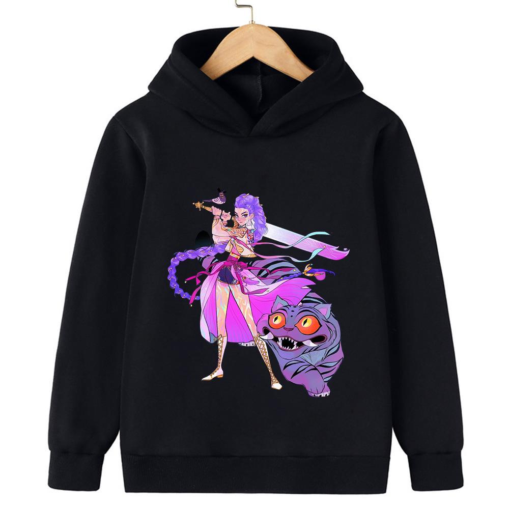 Autumn Winter Printed Hoodies Kpop Demon Hunters Pattern Casual Warm Sports Long Sleeved Children's Boy and Girl Kids Unisex Hooded Sweatshirts