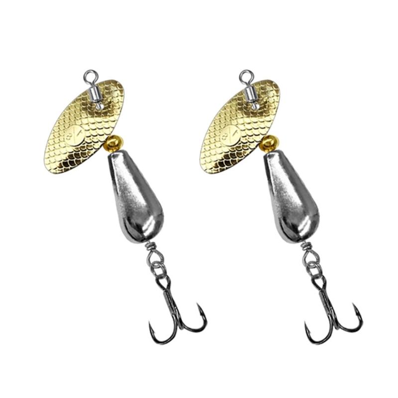 2pcs Fishing Spoons Metal Lures with Hook Rotating Hard Fishing Lures Fishing Sequins Baits for Trout Spinner Baits