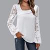 Spring Autumn Women's Lace Splice Knit Top, Elegant Fashion Casual Versatile Blouse For Women, European American Style Outerwear
