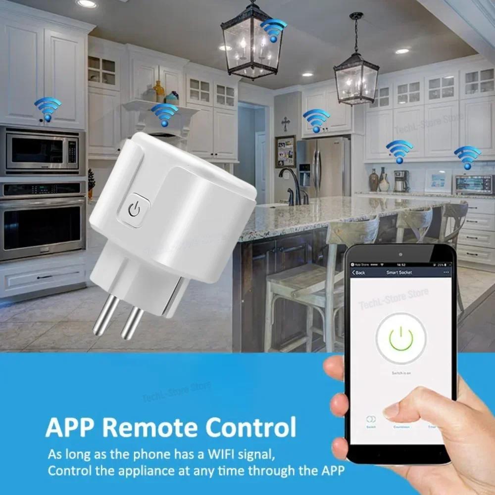 Smart Socket 16A Wifi Smart Plug 433 Mhz RF Wireless Remote Control EU FR Plug With Power Monitoring for Google Assistant Alexa