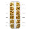 Gold & Silver Half Pearl Nail Art Decorations Set - 12 Mixed Size Grids