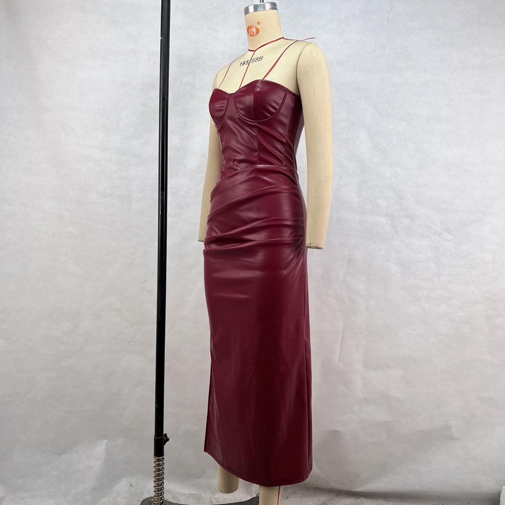 Women's Temperament Sheath Tie Ruched Split Dresses