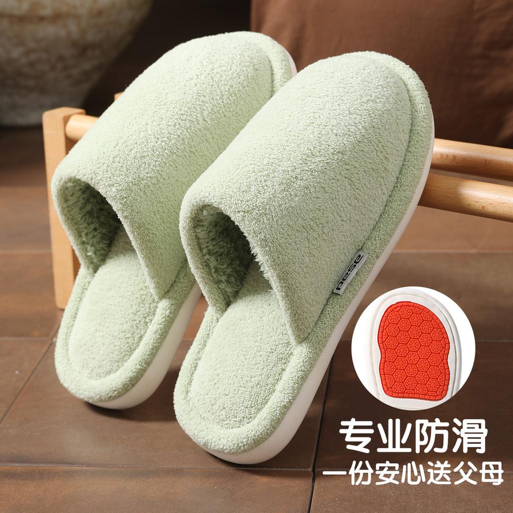 Thickened cotton slippers, plush warm and non-smelly in winter, foot models, thick bottom non-slip home indoor soft bottom in winter