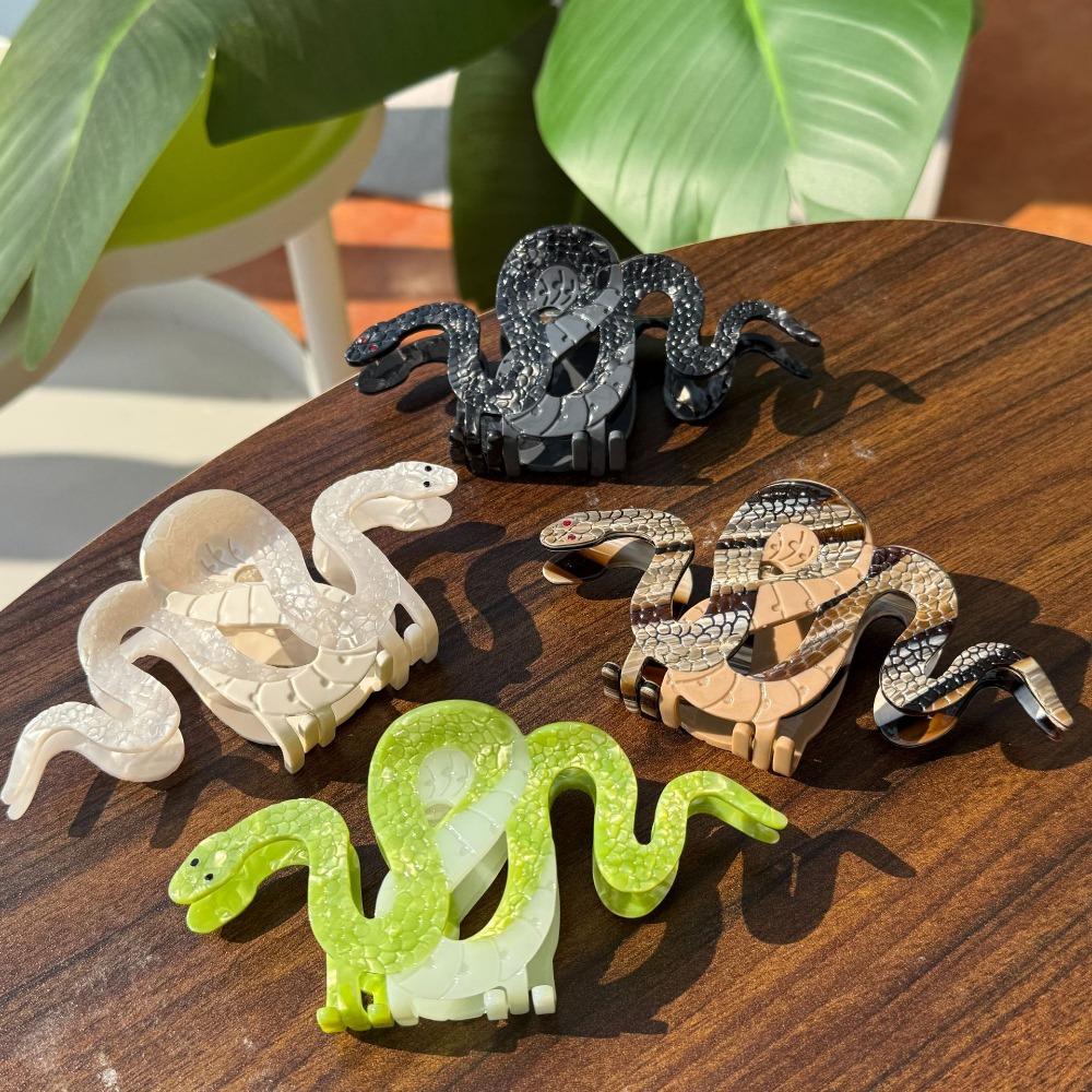 Vintage Snake Hair Clip Acetic Acid Acetate Crab Clip Snake Hair Claw  Hair Styling Accessory