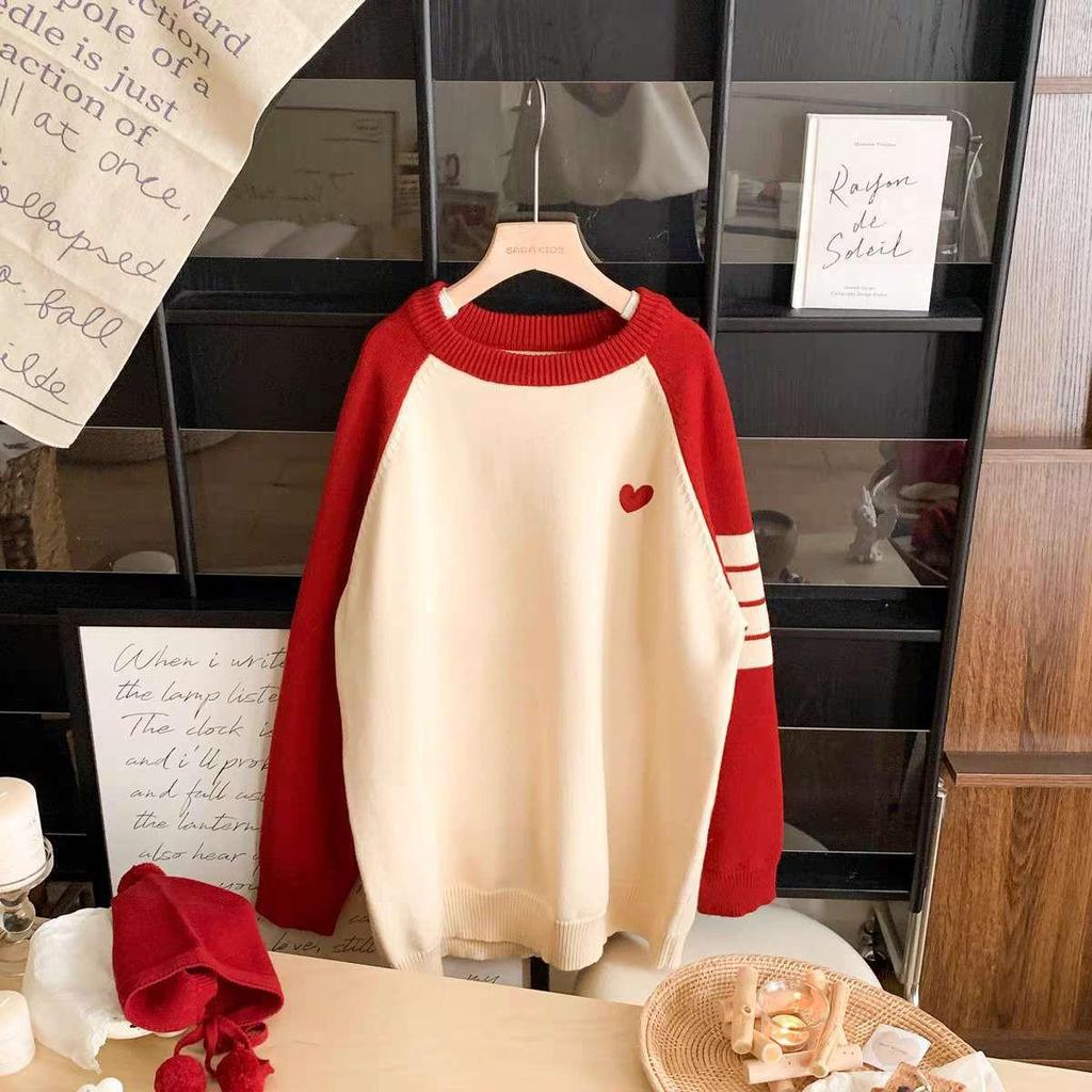 Red Heart Knit Romper - Baby Autumn/Winter Outfit