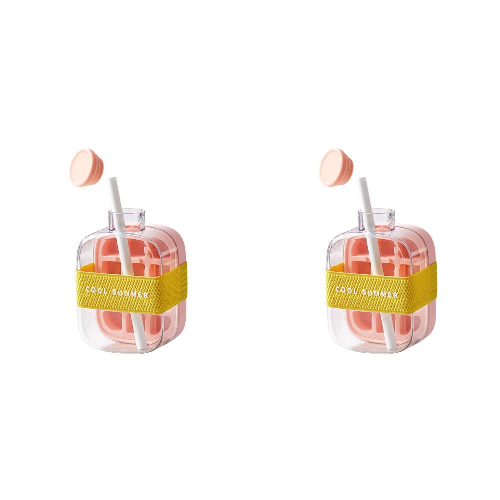 2/1pcs 500/800ml Summer Ice Cube Tray With Straw 2-in-1 Ice Cube Maker Bottle Coffee Beer Juice Drink Cooler Cup Ice Cube Mold