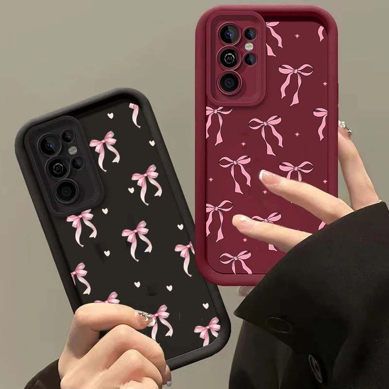 Phone Case For Samsung Galaxy S26 Ultra S25 S23 S24 S21 Plus S25 FE Note 20Ultra Bow Tie Cover Silicone Armor