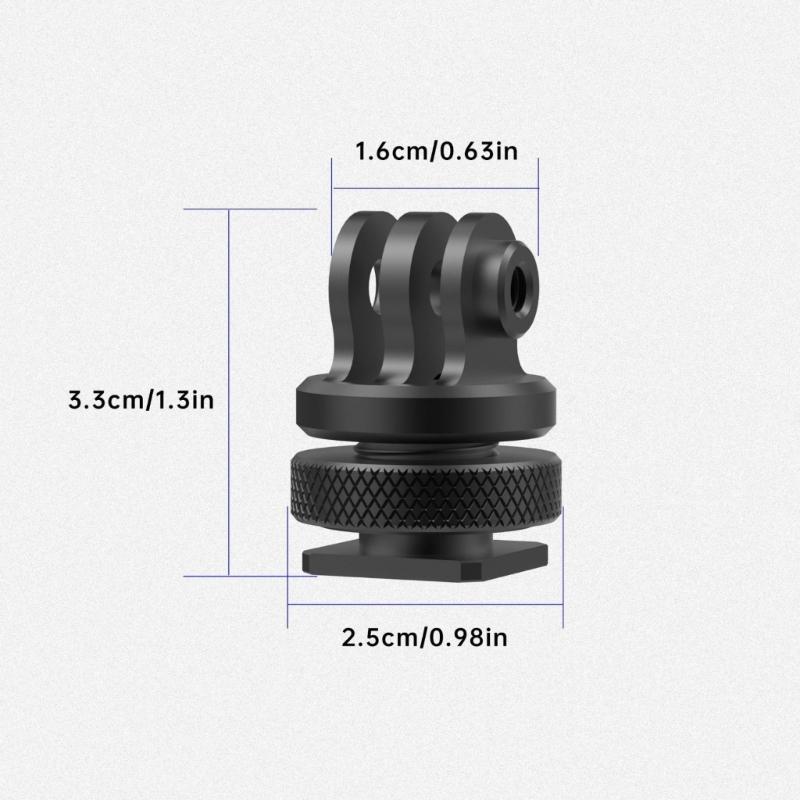 Hot Shoe Mount Adapter 1/4in Screw Hole For Action Cameras Aluminum Alloy Construction Three Claw Camera Mounts