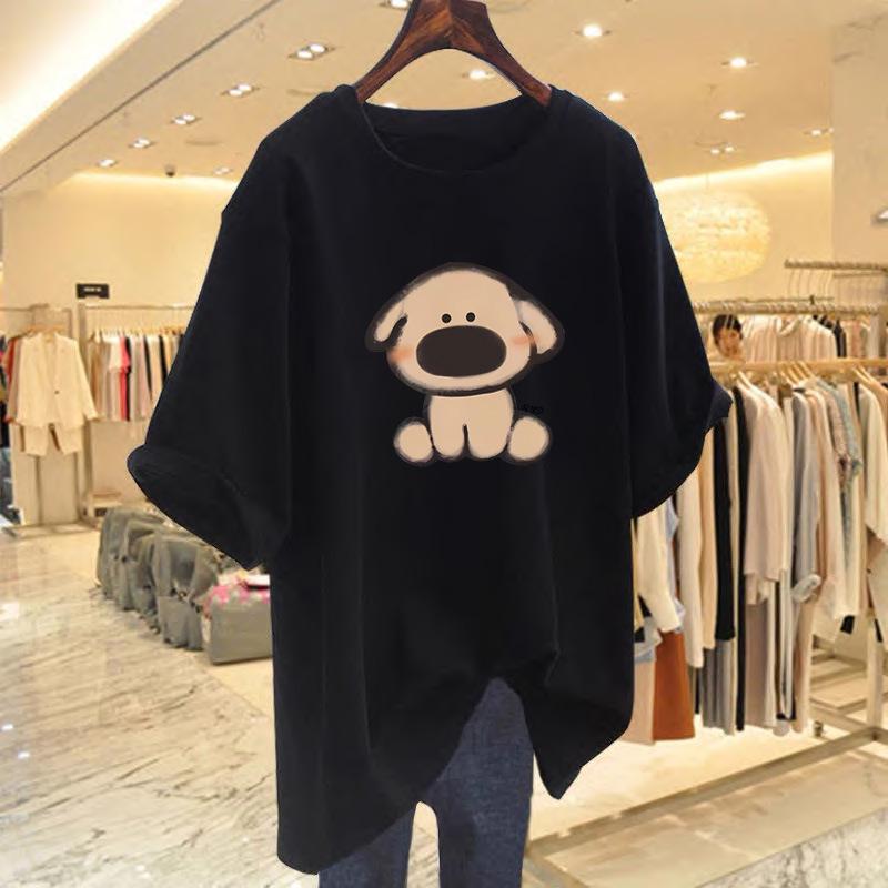 2025 Summer Korean Style Versatile Pure Cotton Couple T-Shirt - Women's Crew Neck Casual Loose Fit, Short Sleeve