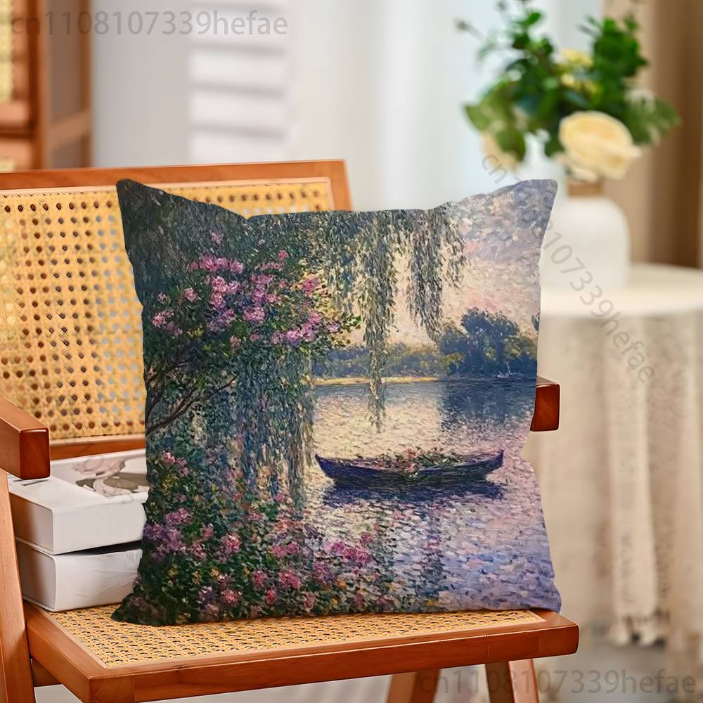 Pierre AAuguste RRenoir Funny Pillow Case Antidustmite Pillowcase Invisible Zipper Silky Short Plush Sofa Cushion Cover