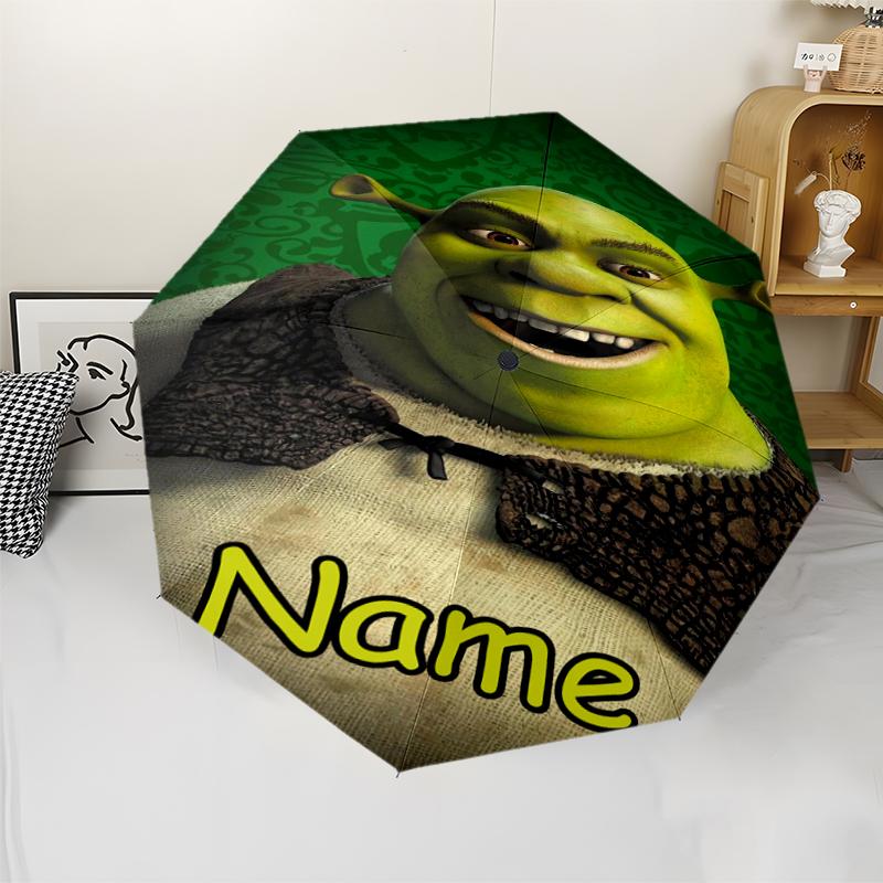 Custom Name Shrek Theme Automatic Umbrella, Lightweight & Portable, 8 Rib, Perfect for Outdoor Travel, Birthdays, Christmas, Gifts.