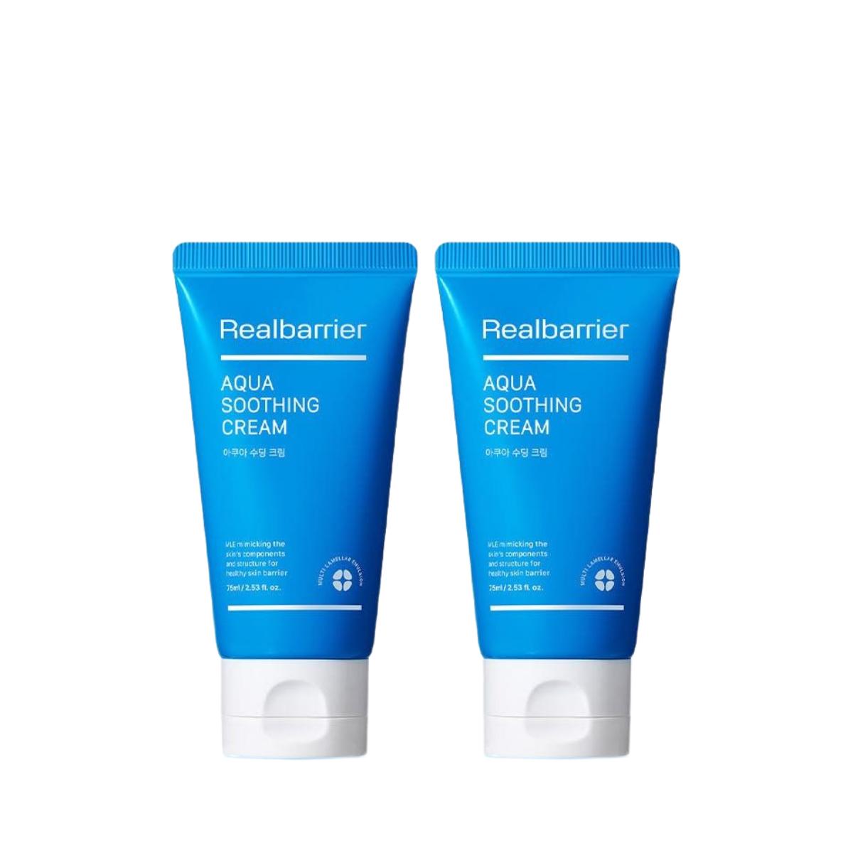 Real Barrier Aqua Soothing Cream [TUBE] 75ml x 2ea Cooling Gel Moisturizer for Dehydrated Skin