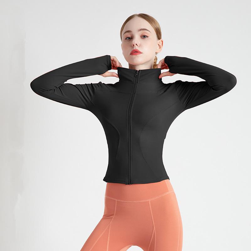 Slim Tracksuit Workout Top Fashion Female Training Jackets Zipper Long Sleeve Yoga Running Sports Coat
