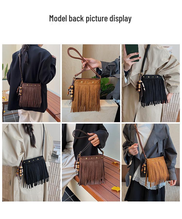 Autumn/Winter Retro Suede Tassel Ethnic Crossbody Bag