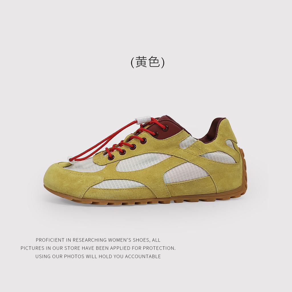 Distribution - Flat-Bottomed German Training Shoes Women'S Round Head Retro Sports And Leisure Shoes Lace-Up Forrest Gump Shoes Leather Lightweight