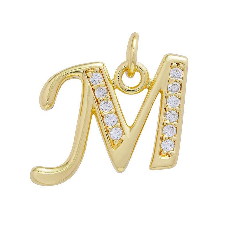 European & American Gold-Plated Copper Zircon Letter Necklace - High-End DIY Jewelry Accessory