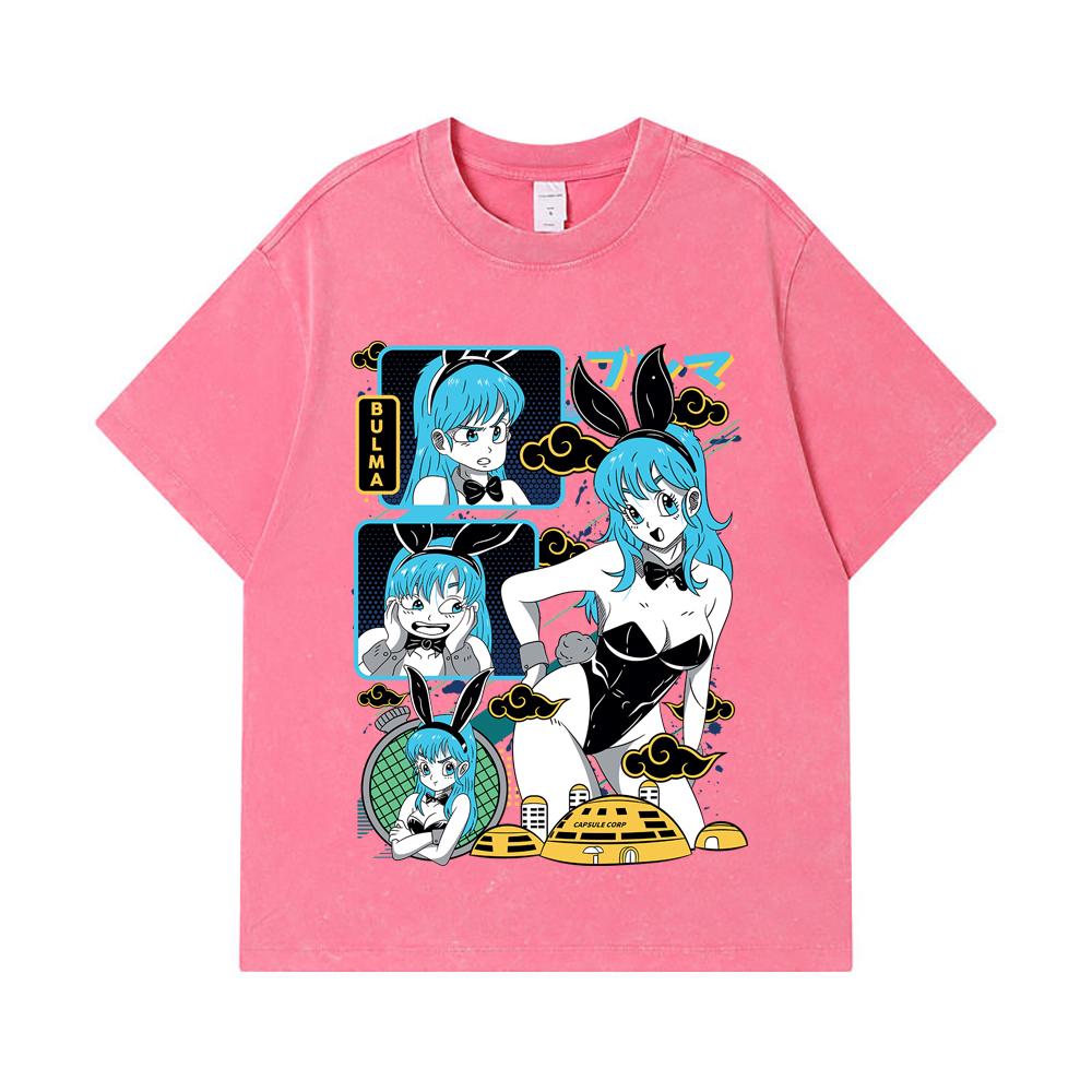 275 GSM Washed T-shirts 100% Cotton Dragon Ball V9 Bulma Print Unisex Heavy Cotton T Shirt