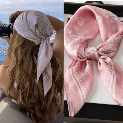 Mode Druck Seide Haarbänder Schal Frauen Frühjahr Neue Elagant Floral Bandana Halstuch Kopf Bands Foulard Weibliche Schals